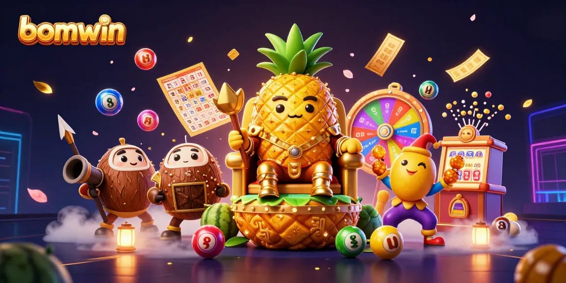 Experience vibrant casino excitement with bomwin's golden pineapple king and entertaining elements.