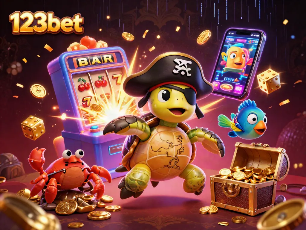 Experience thrilling wins with 123bet's dynamic casino adventure featuring vibrant characters.