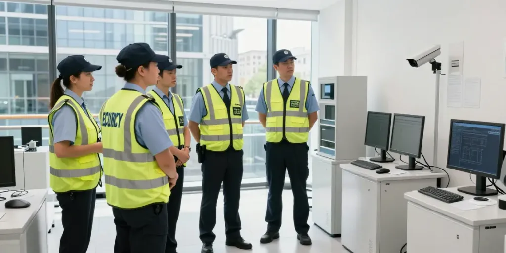 Security services team conducting a site survey in London.