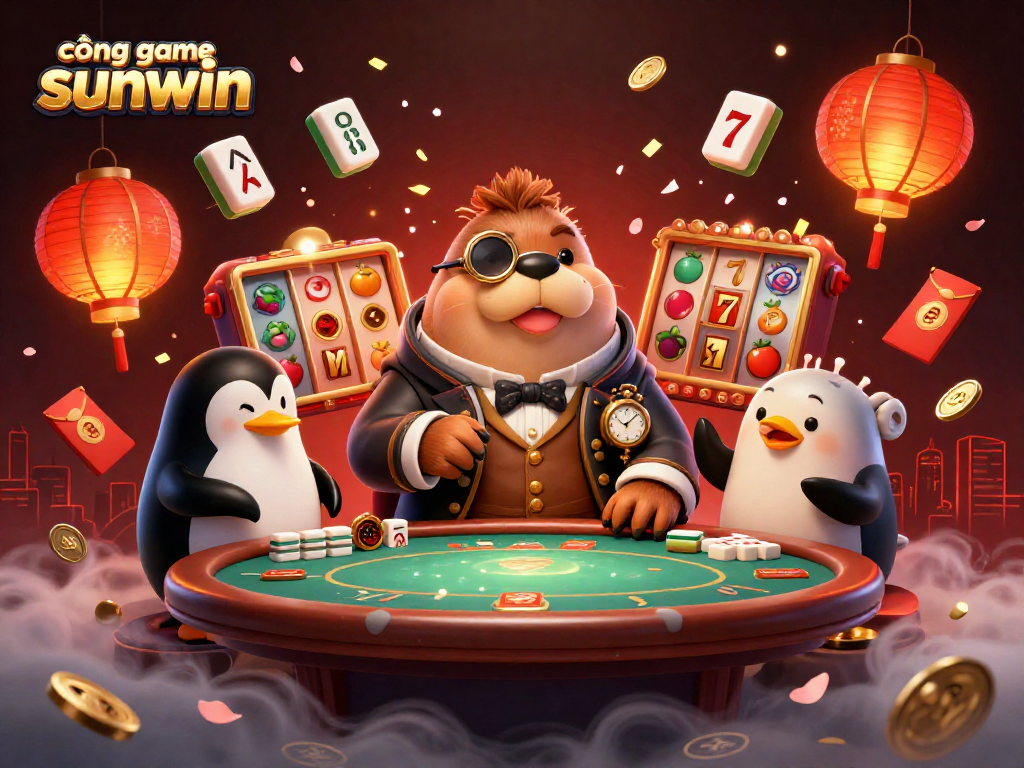 Win big with cổng game sunwin, showcasing exciting 3D cartoon characters at an underwater casino.