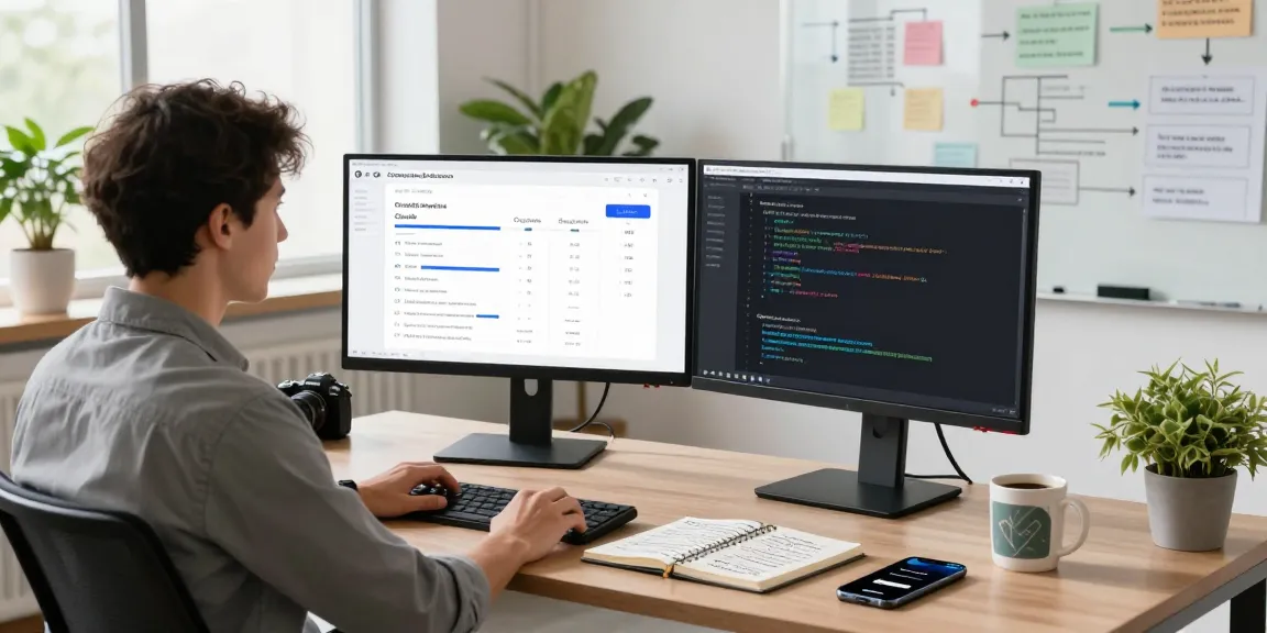Developer exploring ChatGPT alternatives with AI applications in a modern workspace.