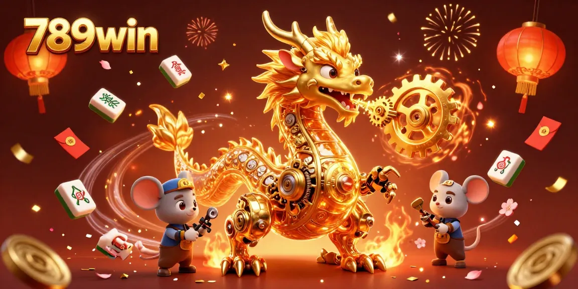 Experience the excitement of gambling with 789win's vibrant casino-themed 3D illustration featuring a golden dragon.