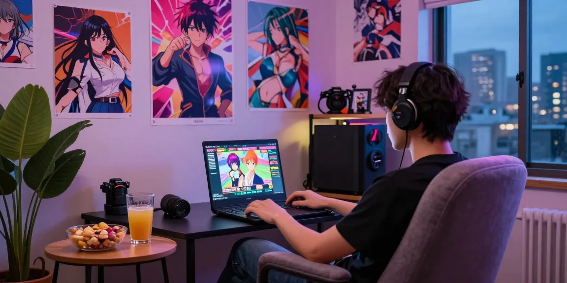 Enjoying an ecchi game online in a cozy gaming setup with mood lighting and snacks.
