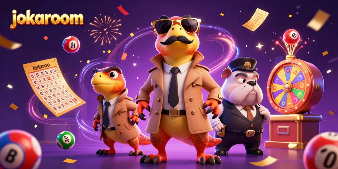 Join the excitement at jokaroom with playful raptors and dynamic gaming elements in this colorful casino scene.