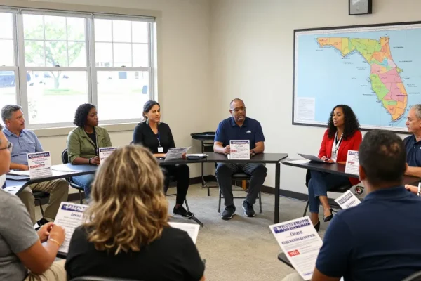Voters discussing Casey Askar's past controversies at a local community center.